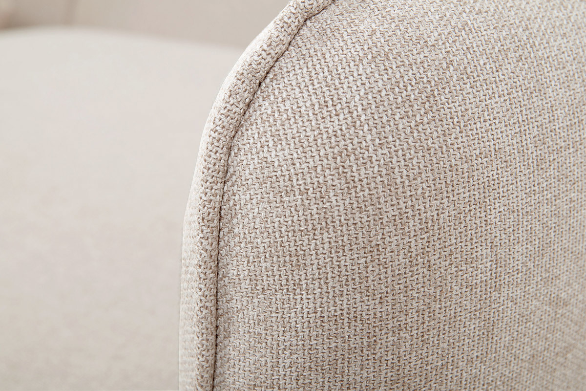 Sof� de esquina convertible reversible con arc�n 3-4 plazas en tejido beige y madera clara DRISS
