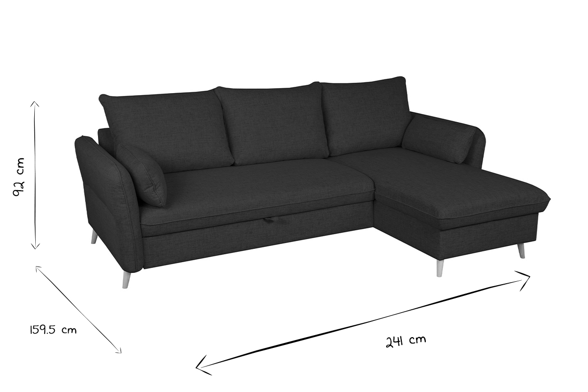 Sof� de esquina convertible reversible con arc�n 3-4 plazas en tejido beige y madera clara DRISS