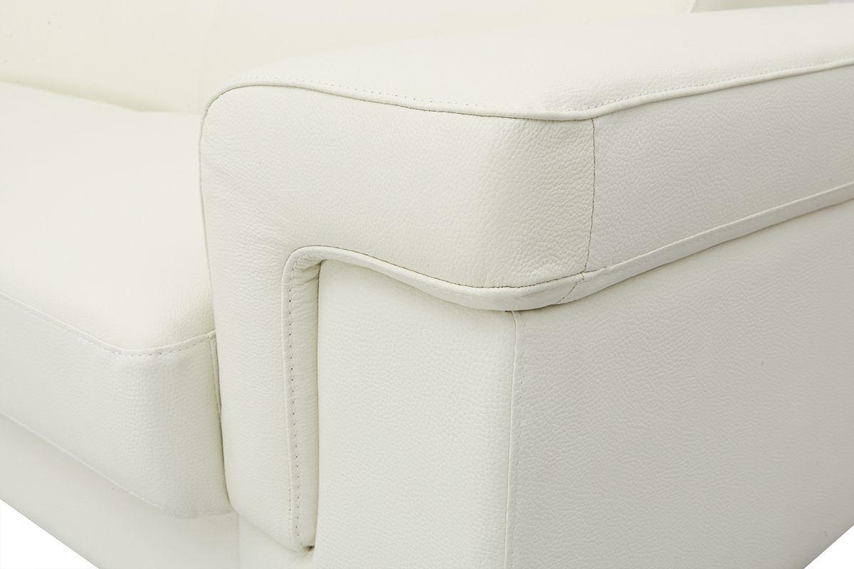 Sof� de esquina cuero con cofre y cabeceros ajustables blanco FRANKLIN