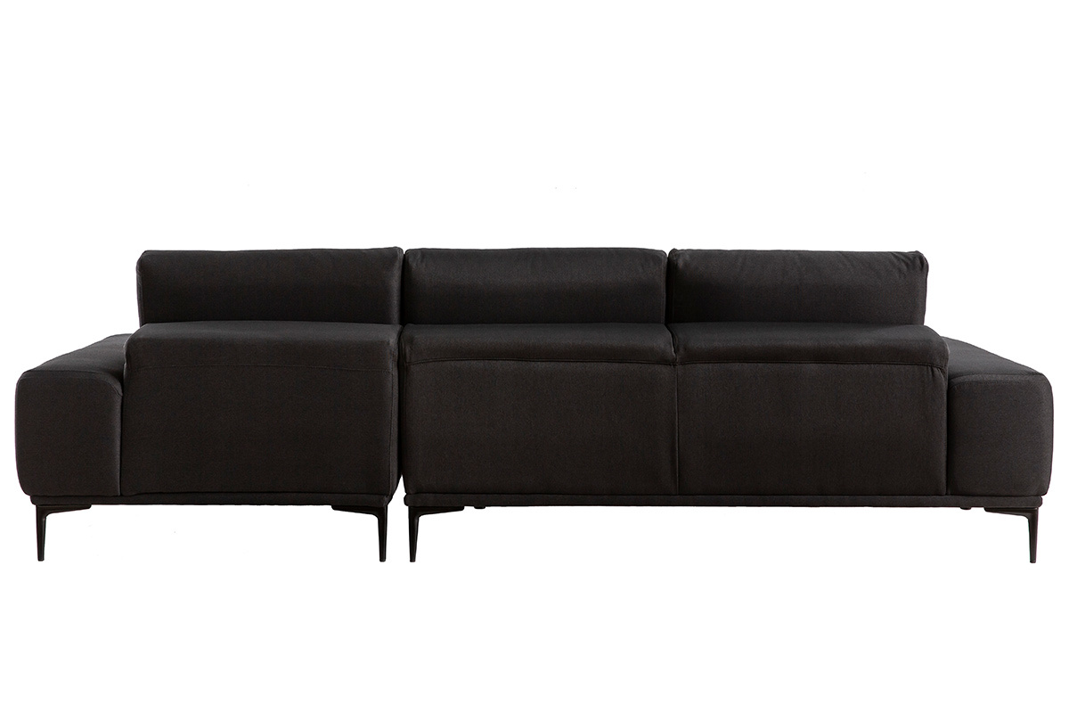 Sof de esquina derecha moderno en tejido gris oscuro con respaldo ajustable KONRAD