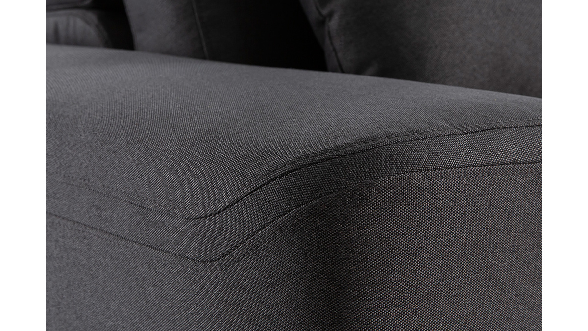 Sof de esquina derecha moderno en tejido gris oscuro con respaldo ajustable KONRAD