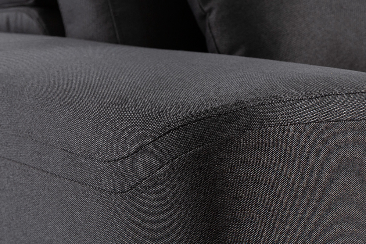 Sof de esquina derecha moderno en tejido gris oscuro con respaldo ajustable KONRAD