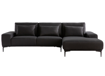 Sofá de esquina derecha moderno en tejido gris oscuro con respaldo ajustable KONRAD