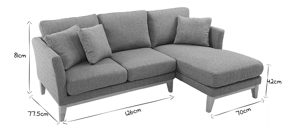 Sofa de esquina derecha nórdico gris claro OSLO