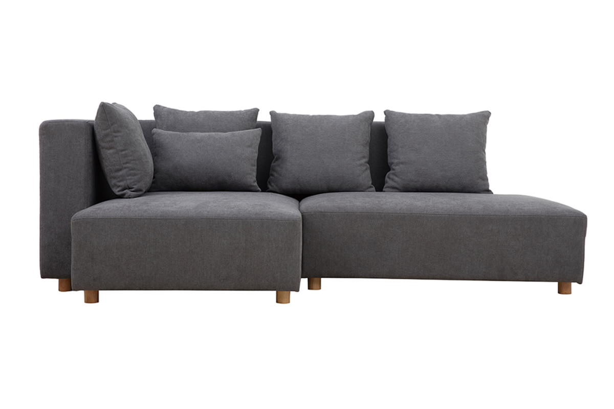 Sof de esquina efecto terciopelo gris HARLEM