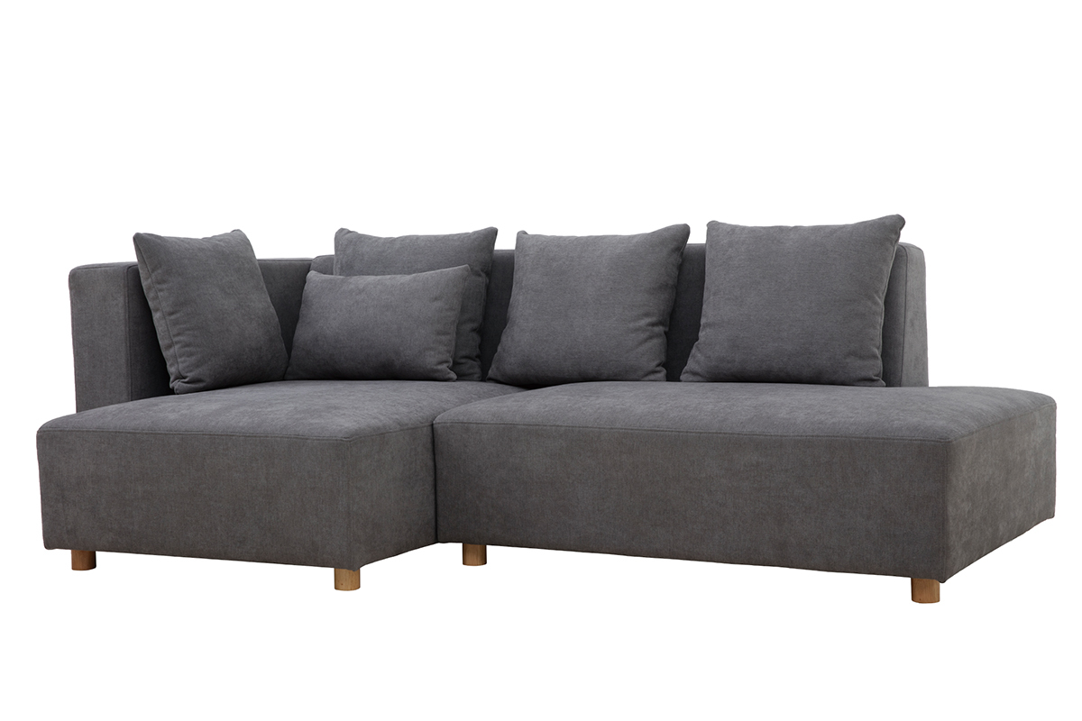 Sof de esquina efecto terciopelo gris HARLEM