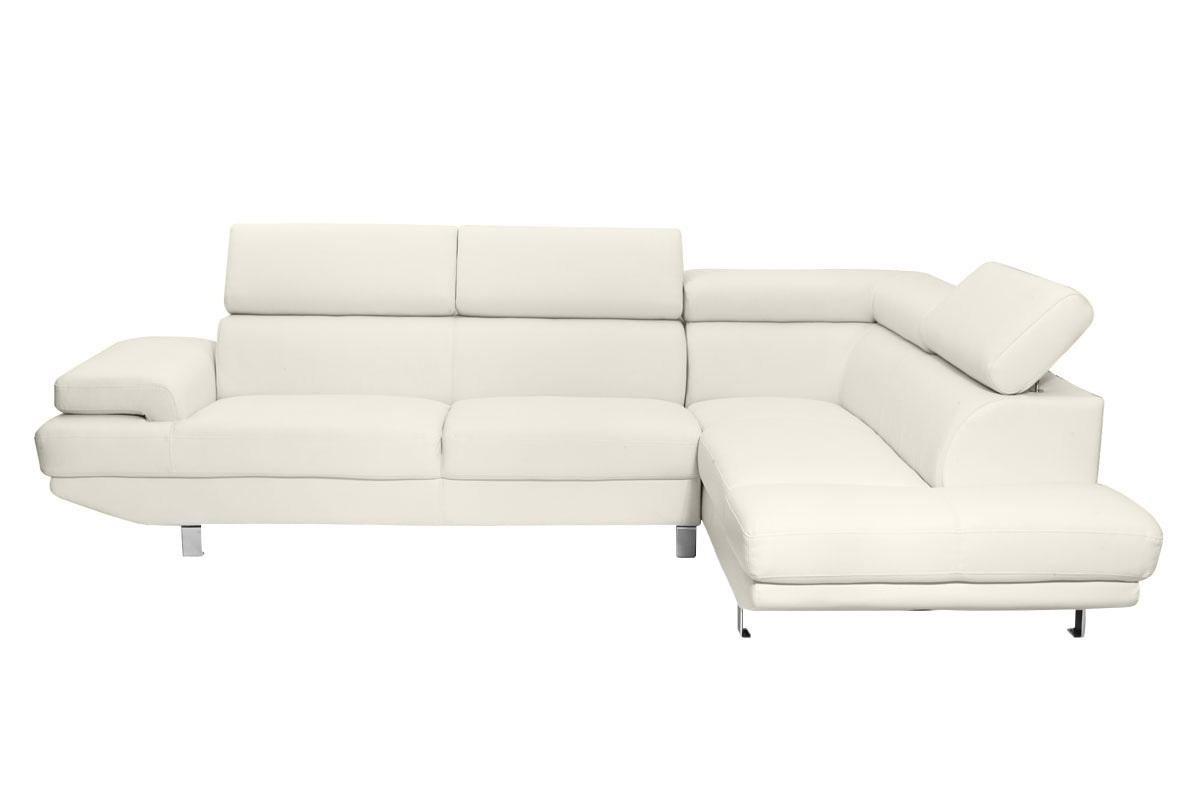 Sof� de esquina en cuero blanco con cabeceros ajustables JENKINS