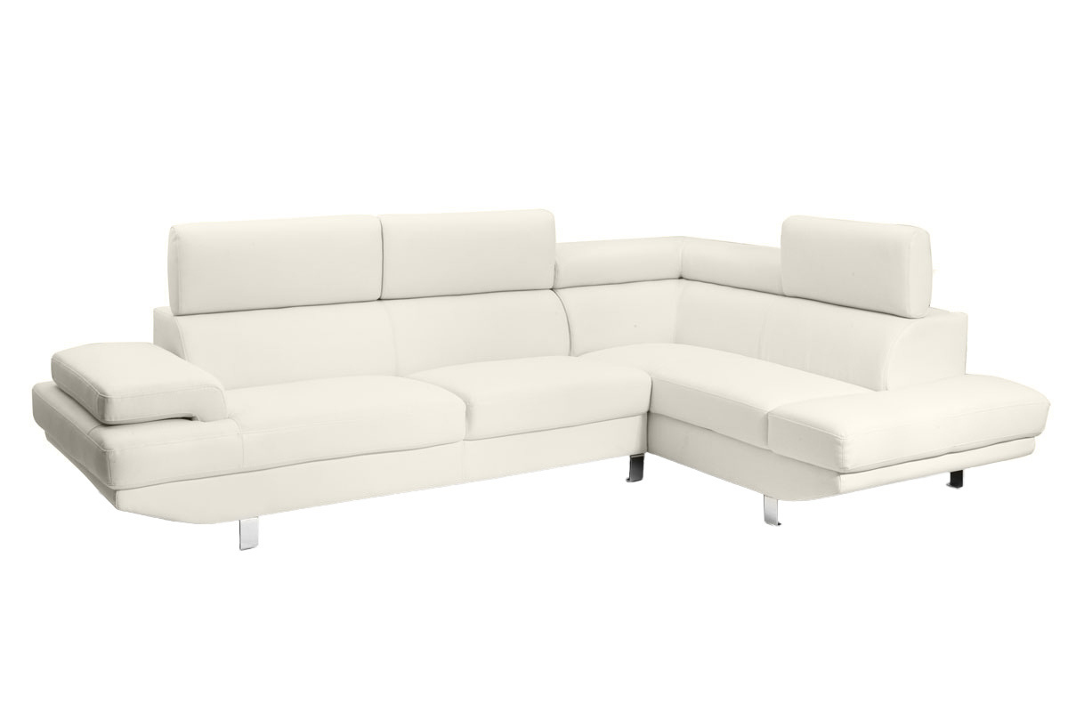 Sof� de esquina en cuero blanco con cabeceros ajustables JENKINS