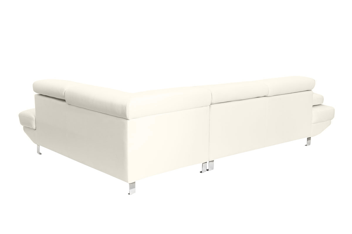 Sof� de esquina en cuero blanco con cabeceros ajustables JENKINS