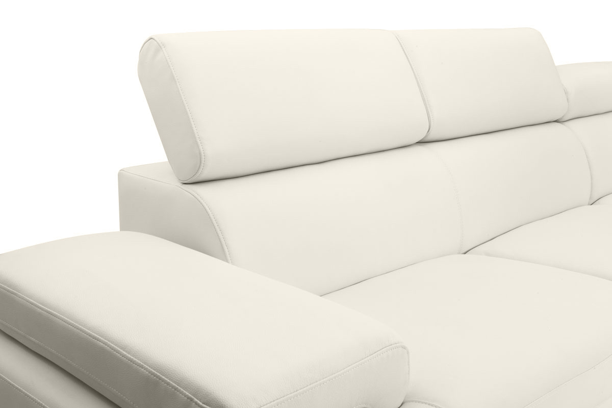 Sof� de esquina en cuero blanco con cabeceros ajustables JENKINS