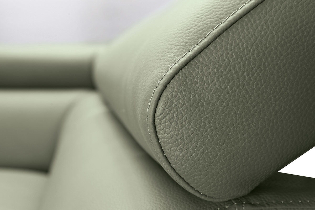 Sof� de esquina en cuero gris con cabeceros ajustables JENKINS