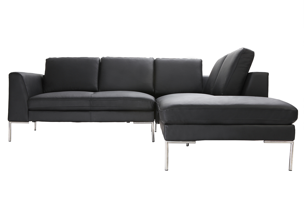 Sof� de esquina en cuero negro dise�o 5 plazas (esquina derecha)  OXFORD