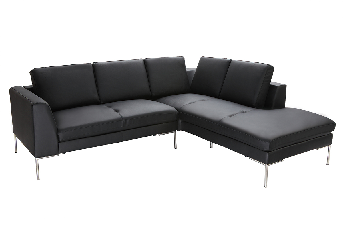 Sof� de esquina en cuero negro dise�o 5 plazas (esquina derecha)  OXFORD