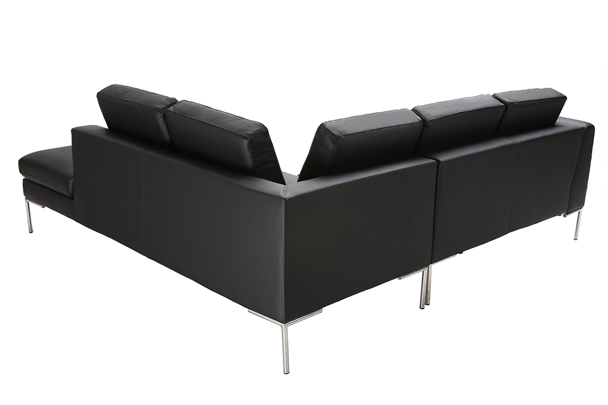 Sof� de esquina en cuero negro dise�o 5 plazas (esquina derecha)  OXFORD