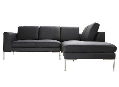 Sof&aacute; de esquina en cuero negro dise&ntilde;o 5 plazas (esquina derecha)  OXFORD