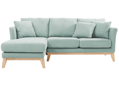 Sofá de esquina izquierda nórdico en tejido azul lago desenfundable OSLO