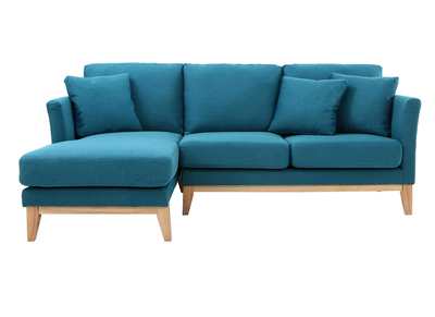 Sofá de esquina izquierda nórdico en tejido azul petróleo desenfundable OSLO