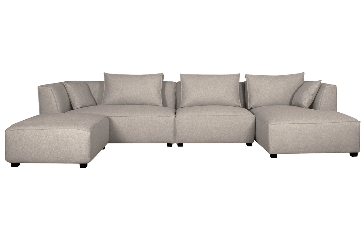 Sof de esquina modulable 4 elementos beige PLURIEL