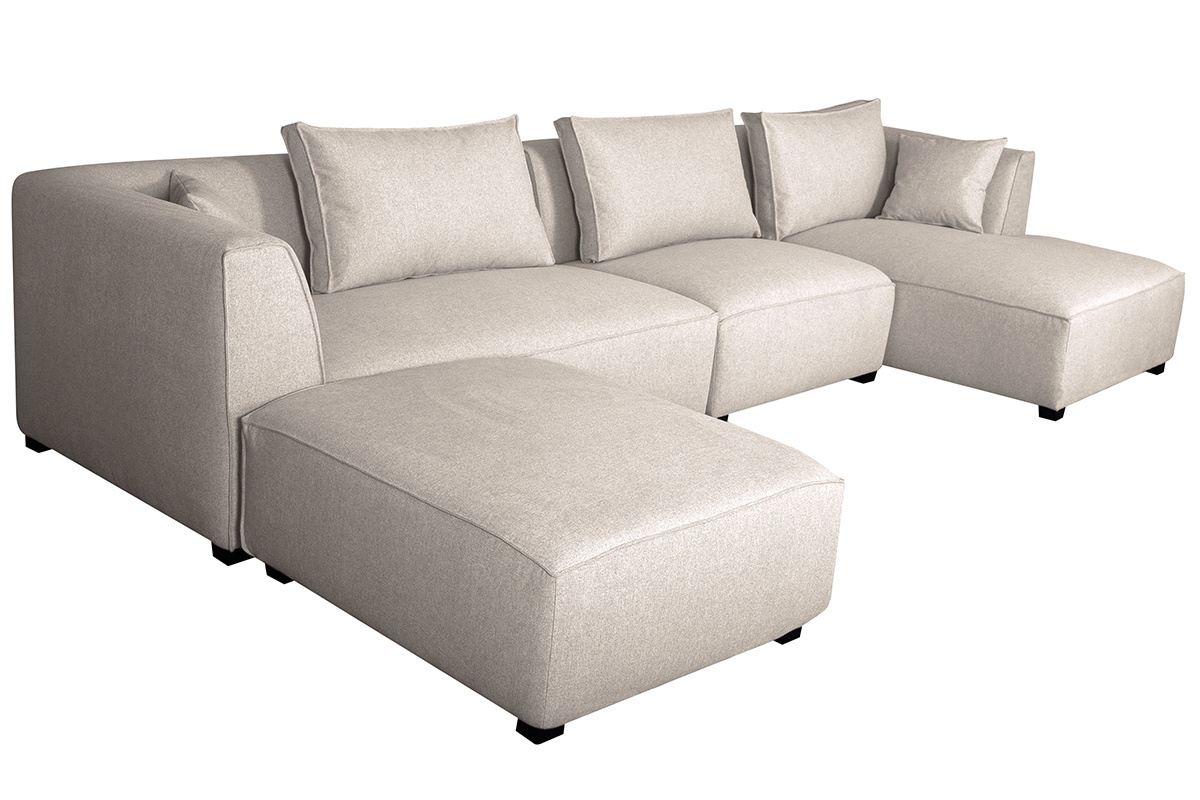 Sof de esquina modulable 4 elementos beige PLURIEL