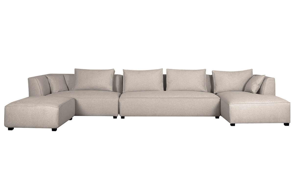 Sof de esquina modulable 4 elementos beige PLURIEL
