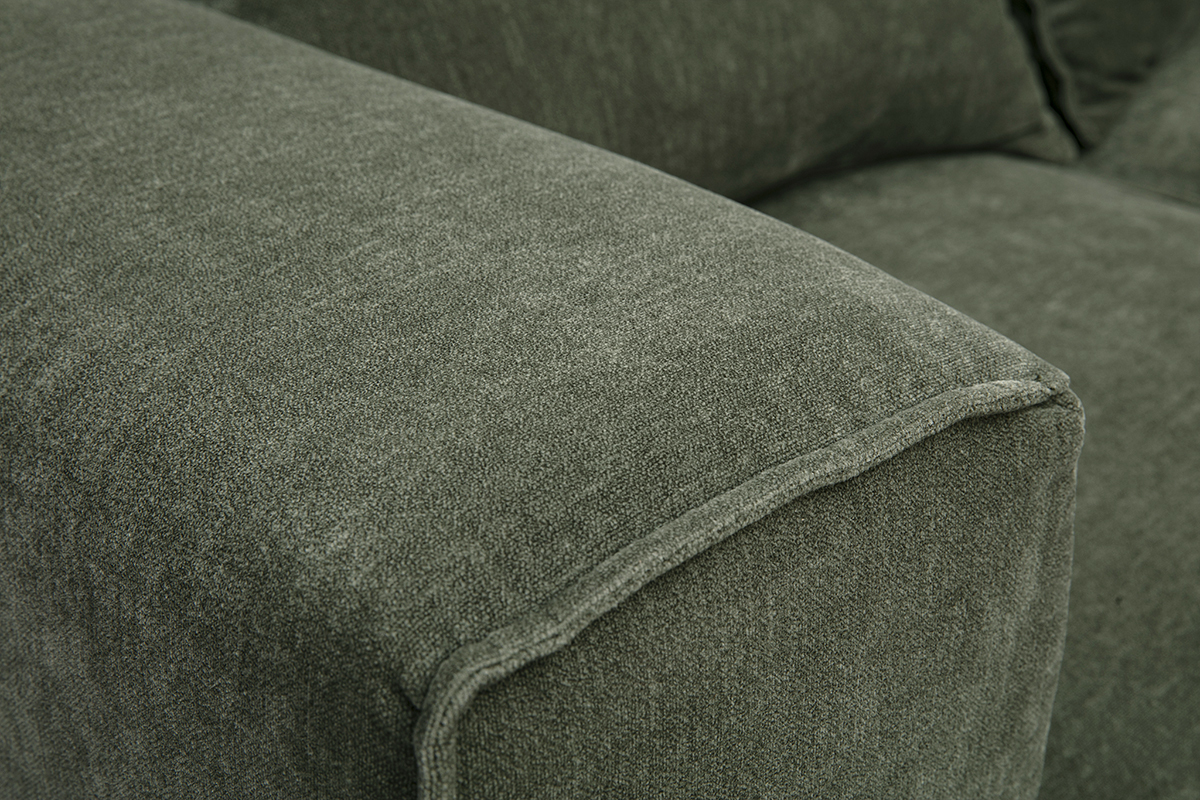 Textura de tela con efecto terciopelo verde caqui del sof� de esquina modular KERRY