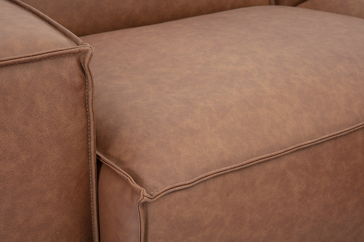 Sof de esquina modular vintage de 3 plazas en cuero marrn SPLIT