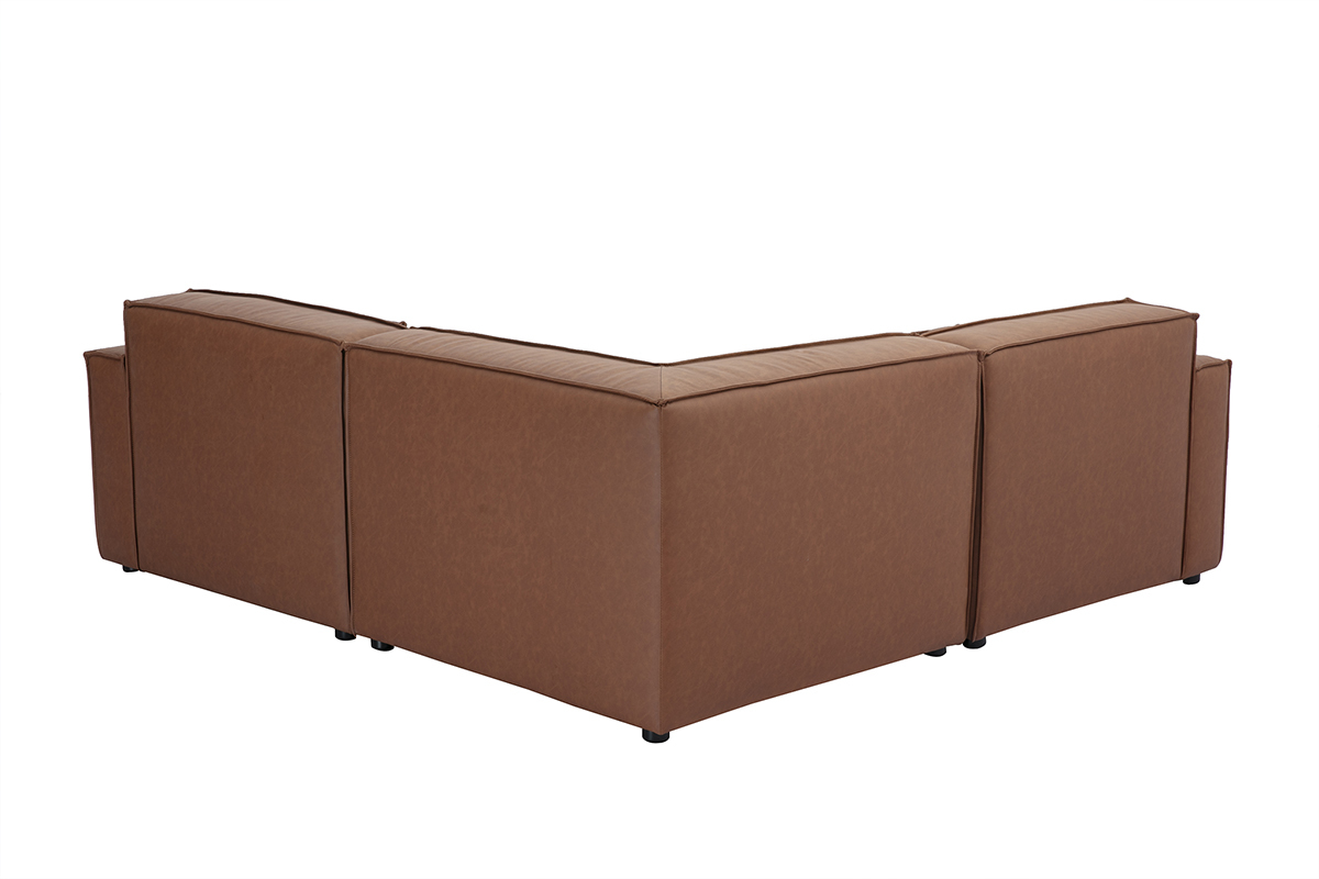 Sof de esquina modular vintage de 3 plazas en cuero marrn SPLIT
