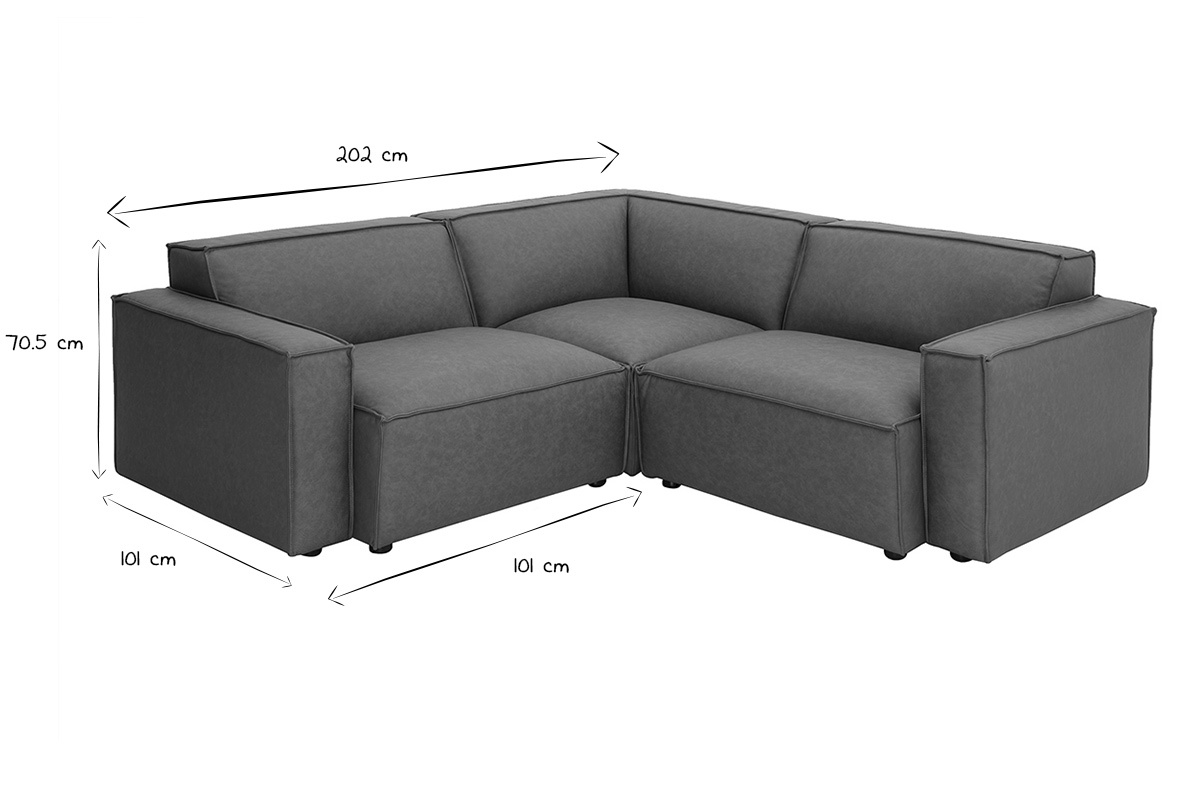 Sof de esquina modular vintage de 3 plazas en cuero marrn SPLIT