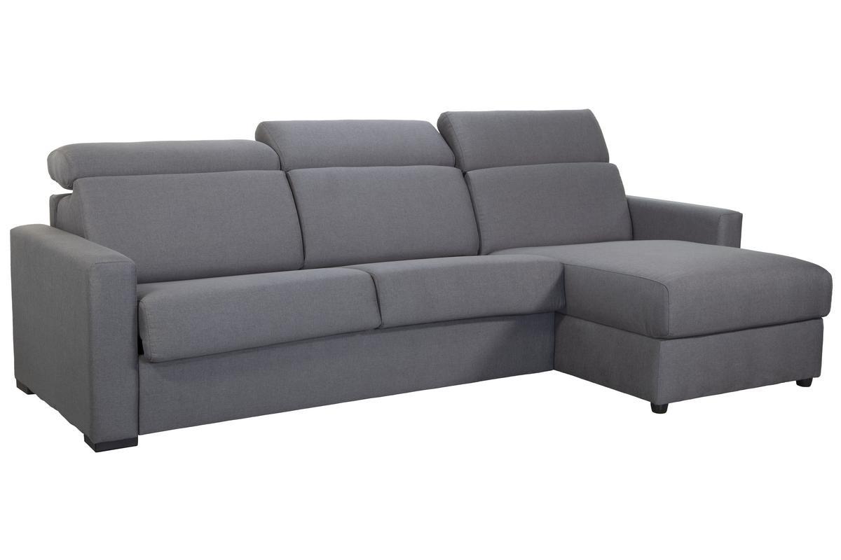 Sof de esquina reversible y convertible con almacenaje gris NORO