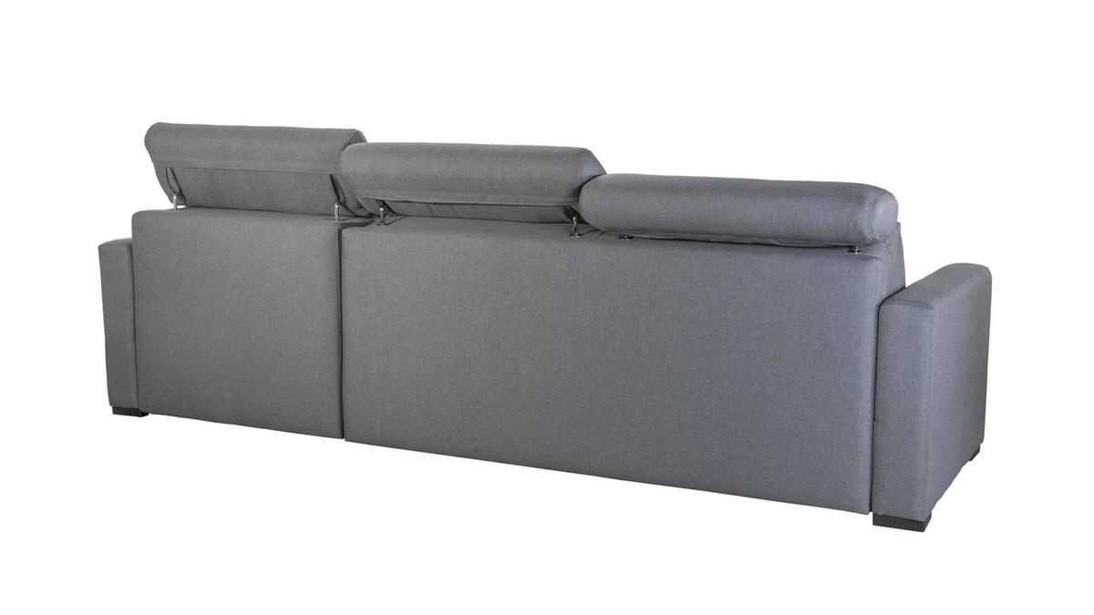 Sofá de esquina reversible y convertible con almacenaje gris NORO