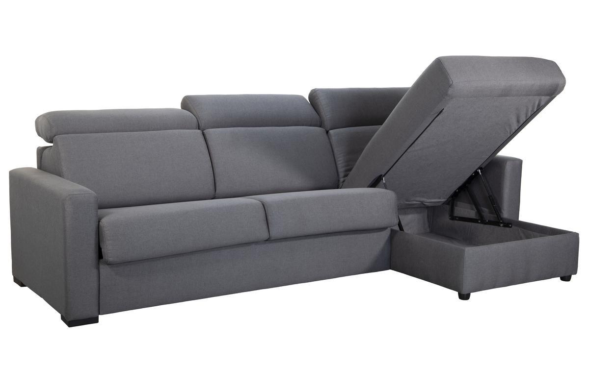 Sof de esquina reversible y convertible con almacenaje gris NORO