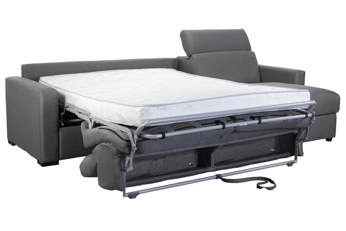 Sof de esquina reversible y convertible con almacenaje gris NORO