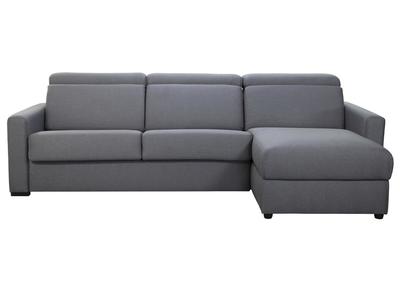 Sofá de esquina reversible y convertible con almacenaje gris NORO - Sofá de esquina reversible y convertible con almacenaje gris NORO
