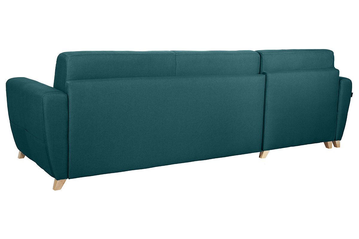 Sof de esquina reversible y convertible con cofre azul petrleo GRAHAM
