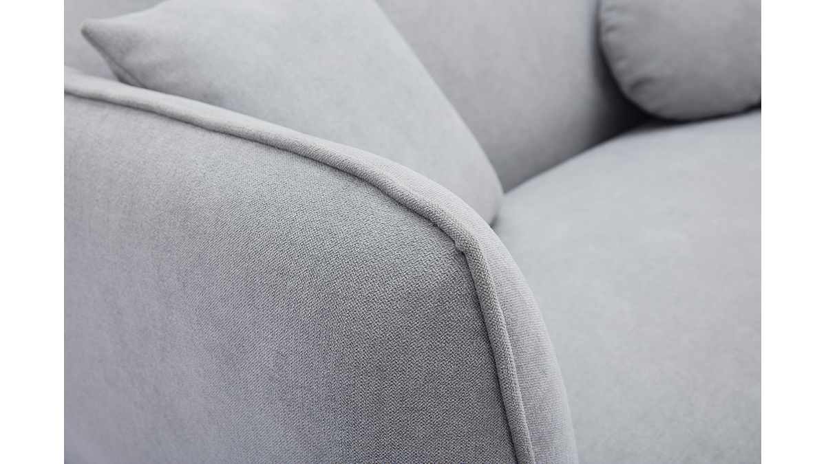 Sofá de estilo nórdico de tejido efecto aterciopelado gris claro de 2 plazas FOLK