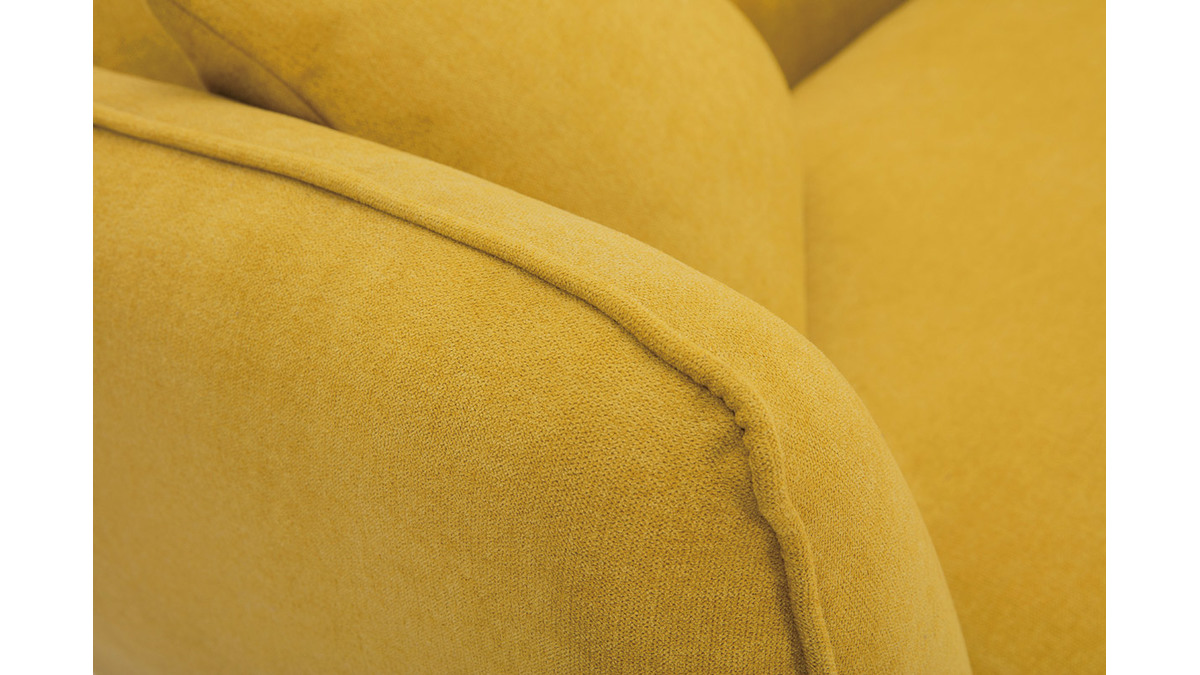 Sof de estilo nrdico tejido amarillo mostaza con efecto aterciopelado, 2 plazas FOLK