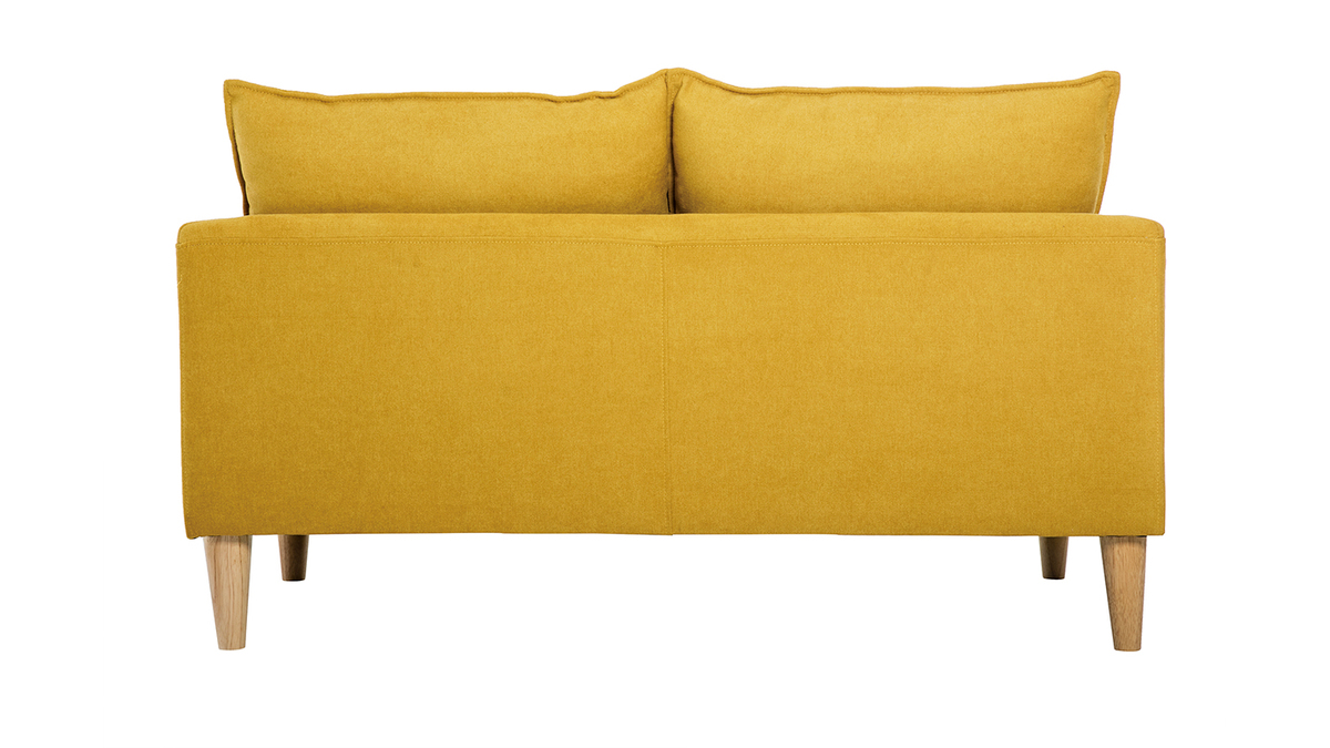 Sof de estilo nrdico tejido amarillo mostaza con efecto aterciopelado 2 plazas KATE