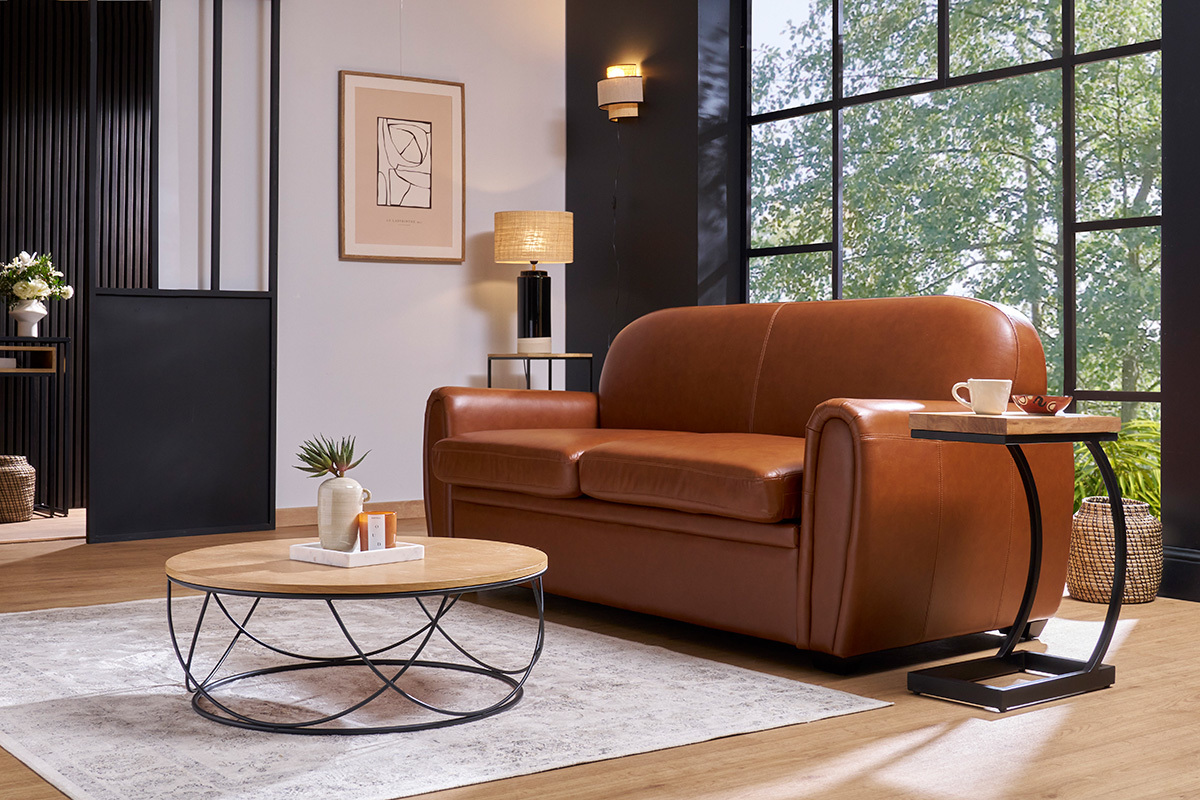 Sof de piel 3plazas vintage marrn CLUB