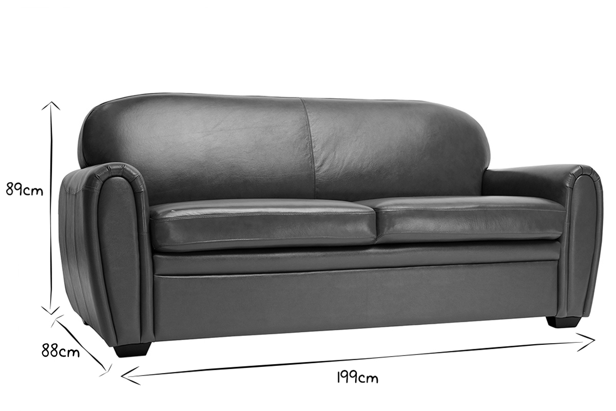 Sof de piel 3plazas vintage marrn oscuro CLUB