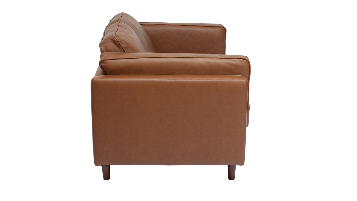 Sofá de piel de búfalo 2 plazas vintage marrón BRADLEY Miliboo