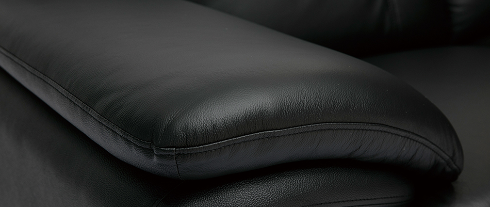 Sofá de piel de búfalo de diseño 2 plazas negro TAMARA