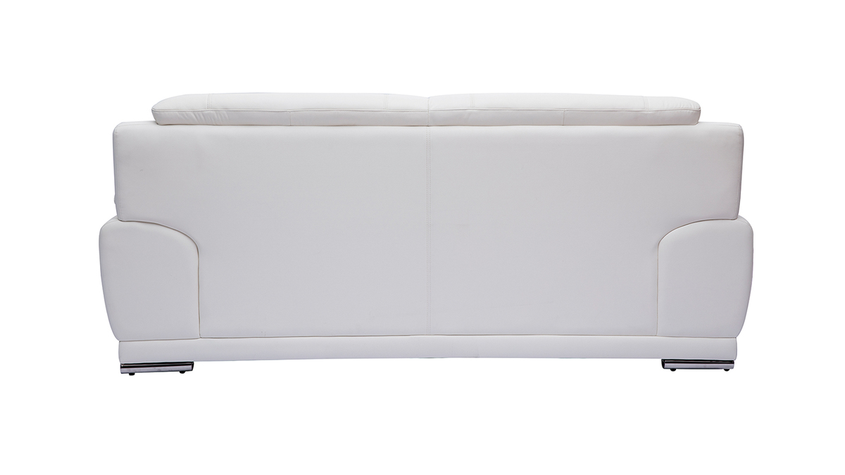 Sofá de piel de búfalo de diseño 3 plazas blanco TAMARA - Miliboo