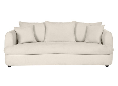 Sofá desenfundable de 3-4 plazas diseño de haba en tela de terciopelo beige claro SACHA