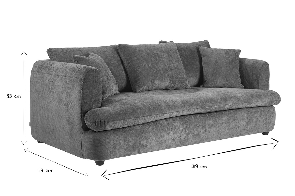 Sof� desenfundable de 3-4 plazas, dise�o de jud�a en tejido con efecto terciopelo texturizado verde caqui SACHA