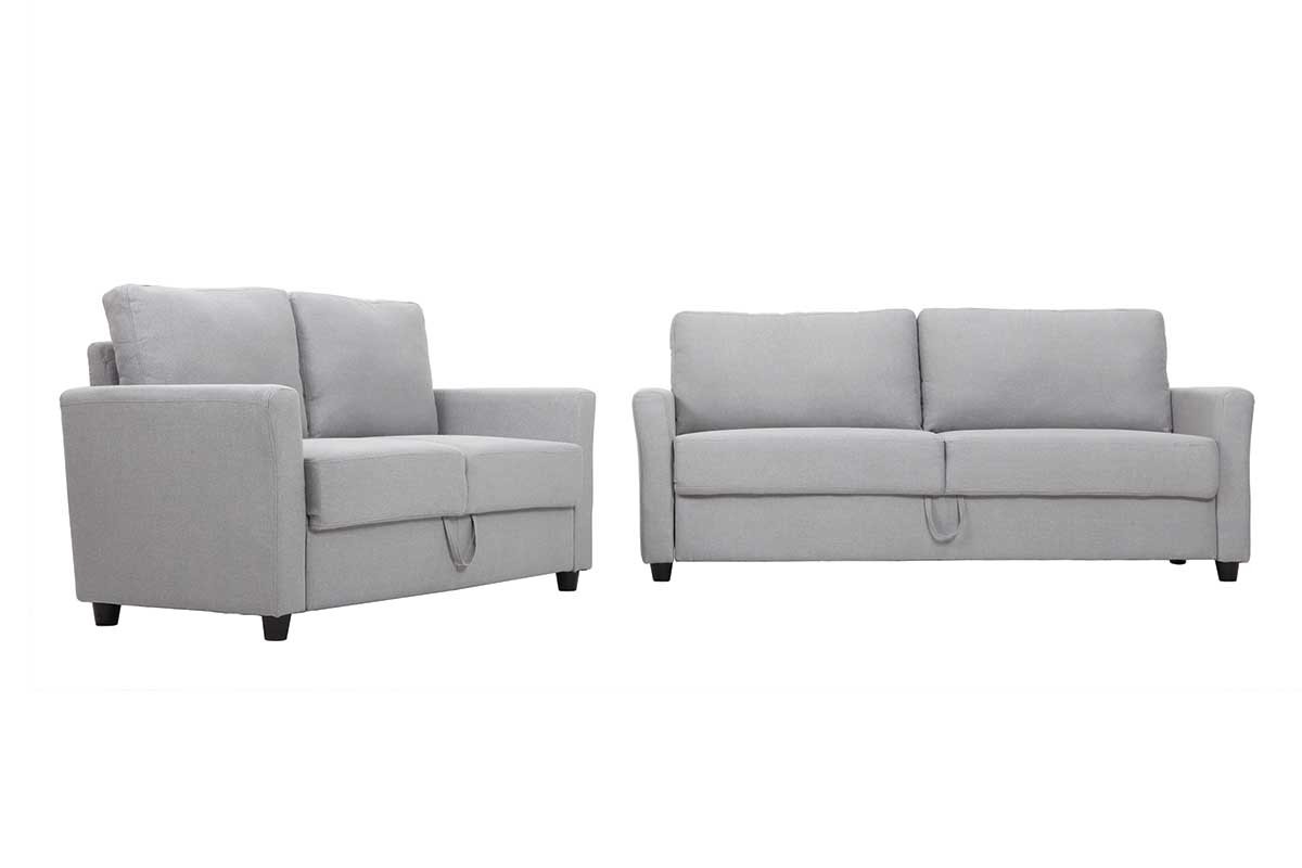 Sof� dise�o 2 plazas y cofre - tejido y madera de hevea - ELYOT