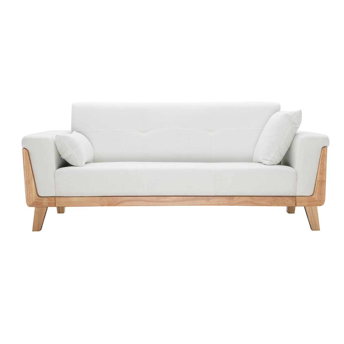 Sofá diseño 3 plazas blanco roto patas madera FJORD