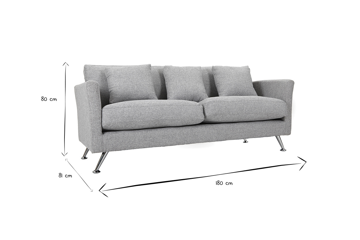 Sof diseo 3 plazas diseo gris claro VOLUPT