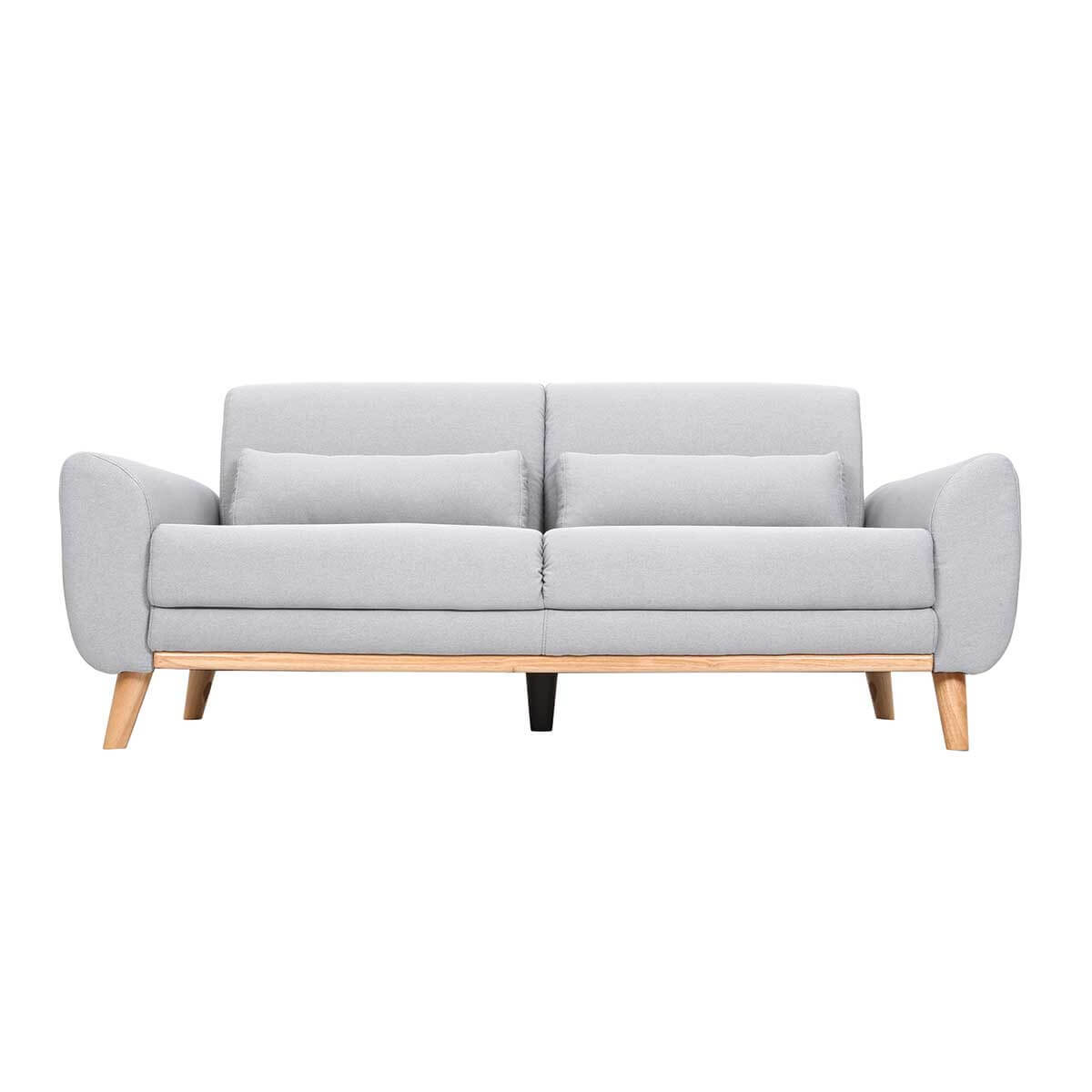 Sofá diseño 3 plazas tejido gris claro patas roble EKTOR