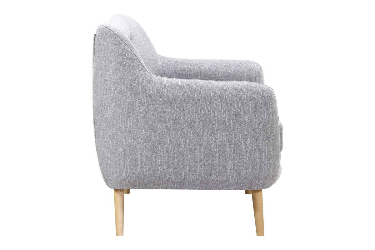 Sof� dise�o 3 plazas tejido gris perla y patas madera clara  OLAF