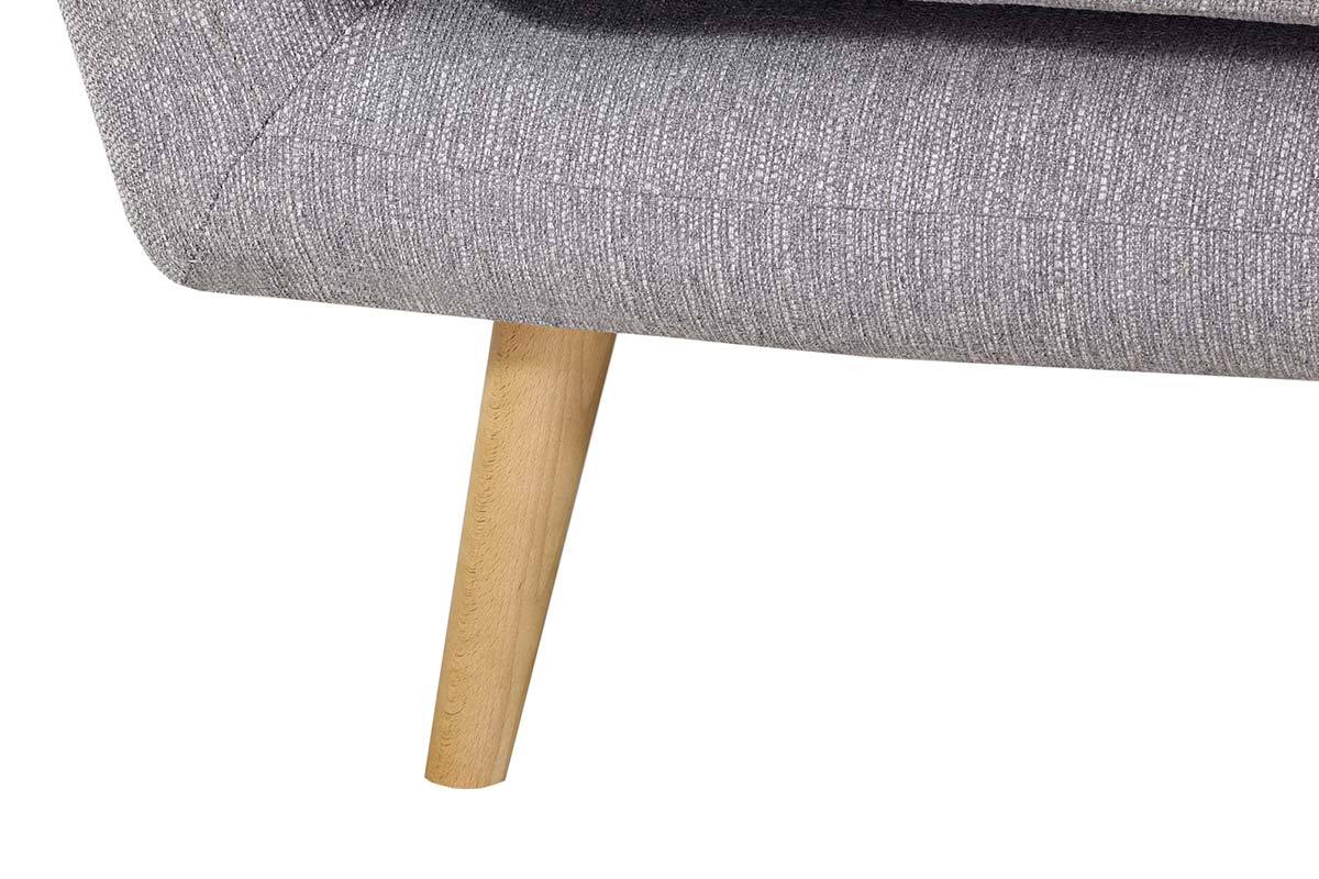 Sof� dise�o 3 plazas tejido gris perla y patas madera clara  OLAF